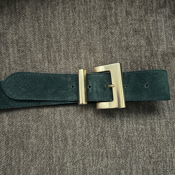 Limited Express Belt L Green Suede Gold Chunky Buckle Vintage Soft - Picture 1 of 5